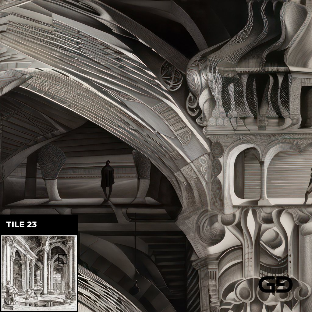 Architecture and Male Figures. Rendered with Stable Diffusion and SDXL.