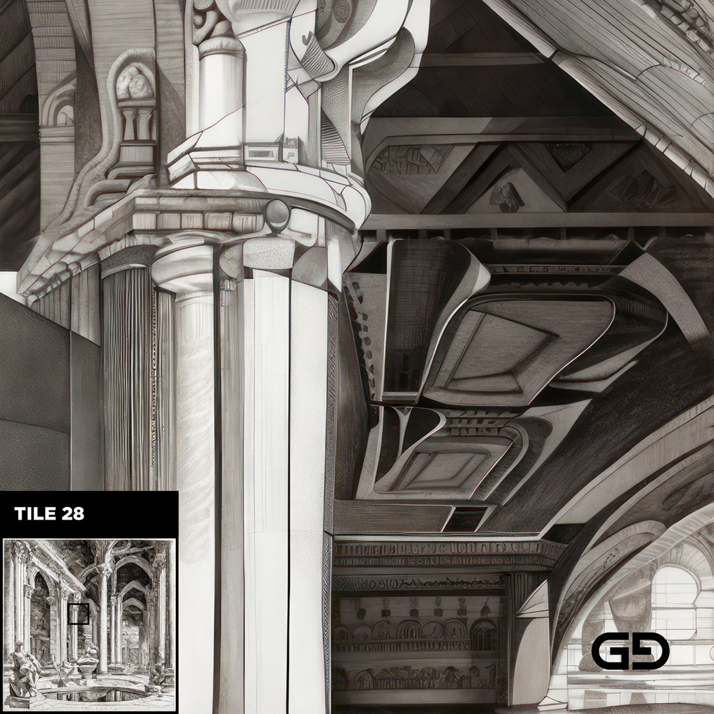 Architecture and Male Figures. Rendered with Stable Diffusion and SDXL.