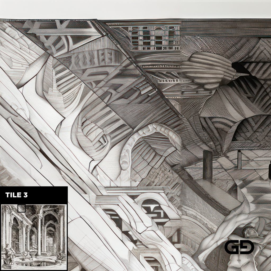 Architecture and Male Figures. Rendered with Stable Diffusion and SDXL.