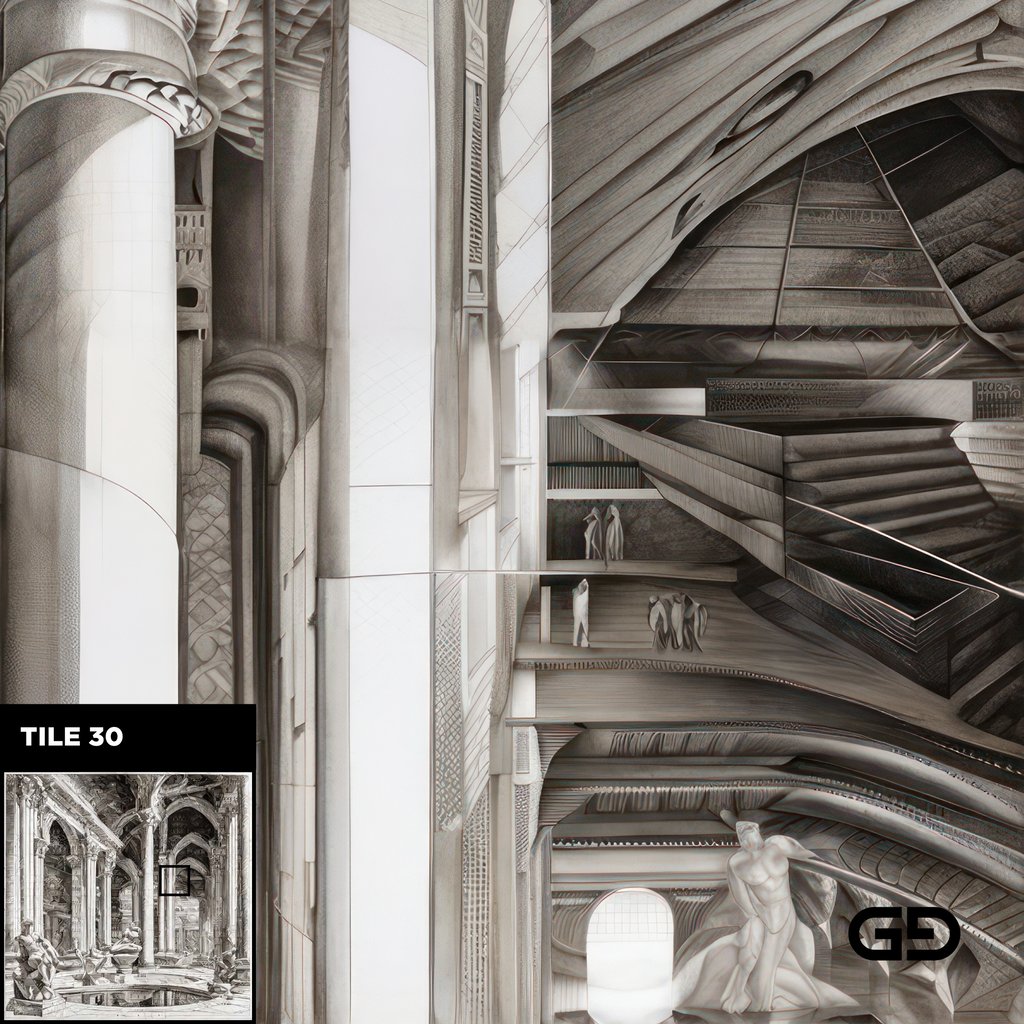 Architecture and Male Figures. Rendered with Stable Diffusion and SDXL.