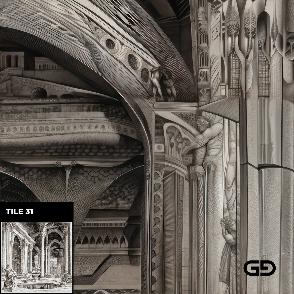 Architecture and Male Figures. Rendered with Stable Diffusion and SDXL.