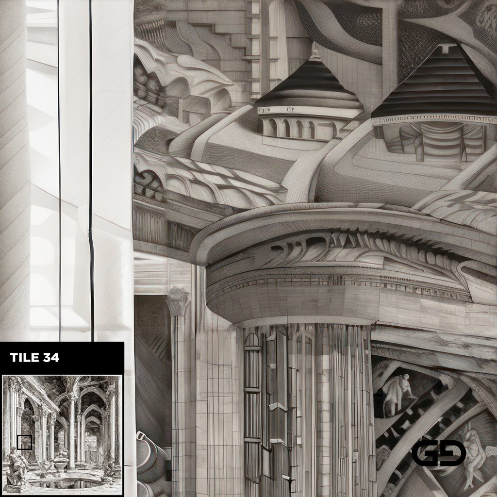 Architecture and Male Figures. Rendered with Stable Diffusion and SDXL.