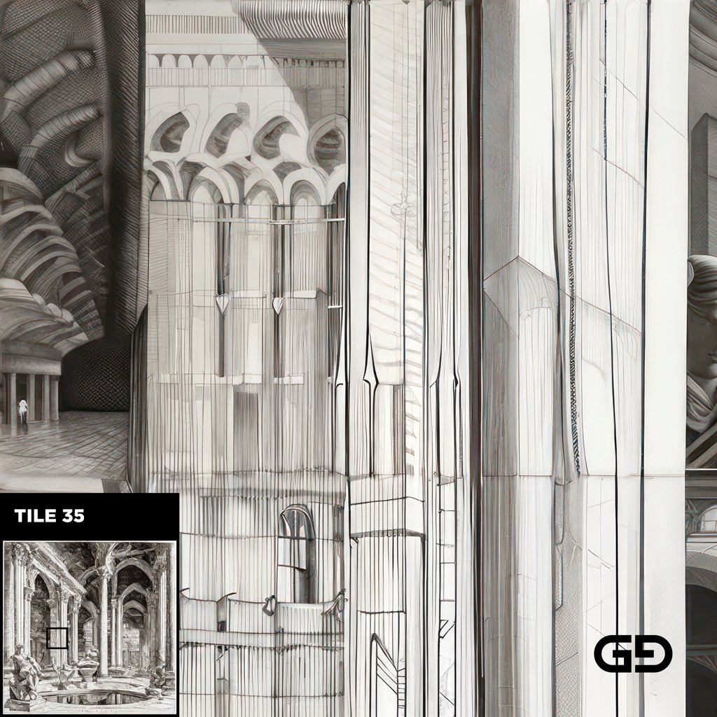 Architecture and Male Figures. Rendered with Stable Diffusion and SDXL.