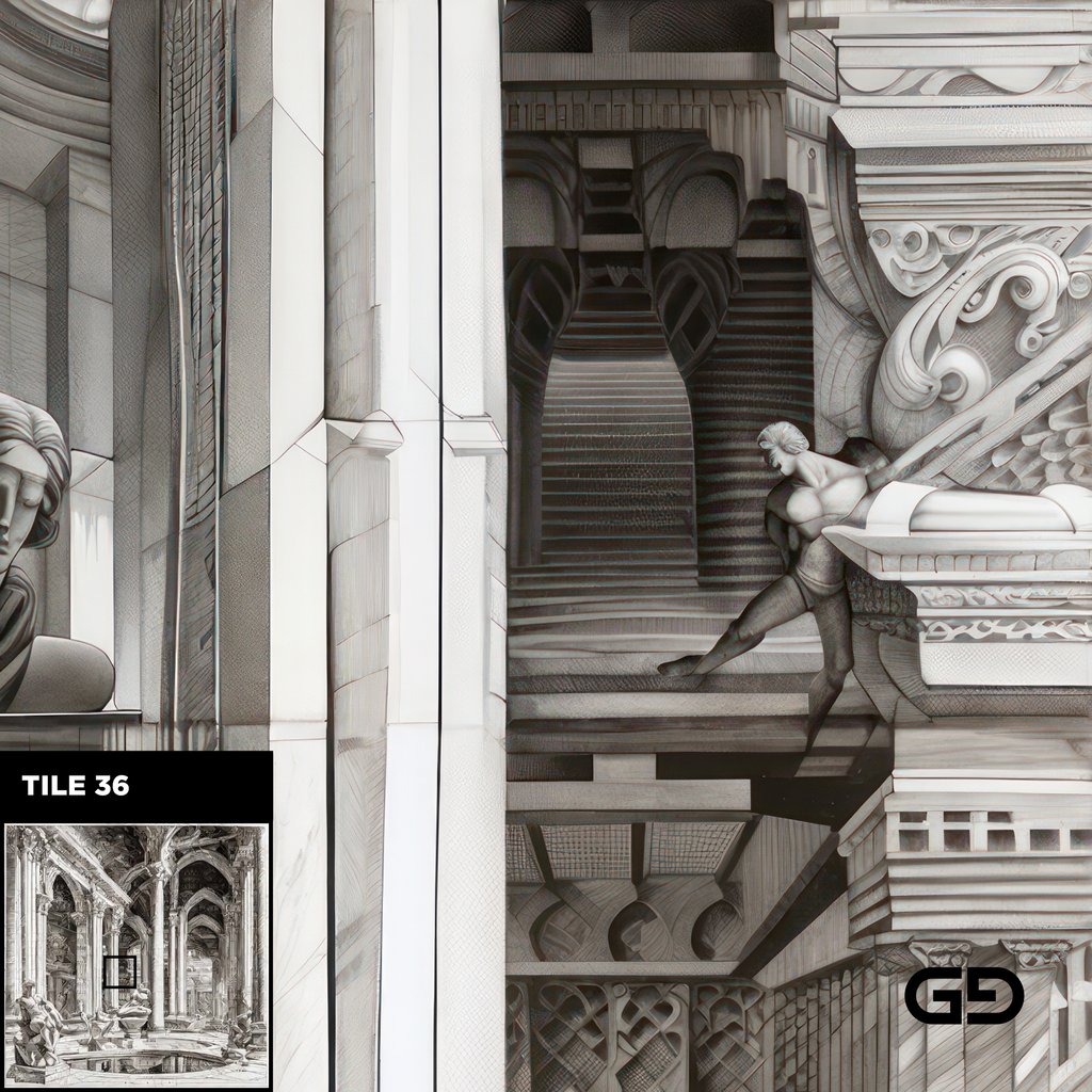 Architecture and Male Figures. Rendered with Stable Diffusion and SDXL.