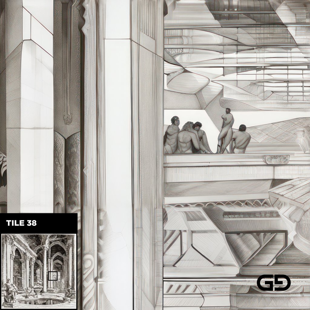 Architecture and Male Figures. Rendered with Stable Diffusion and SDXL.