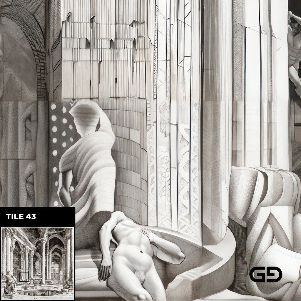 Architecture and Male Figures. Rendered with Stable Diffusion and SDXL.
