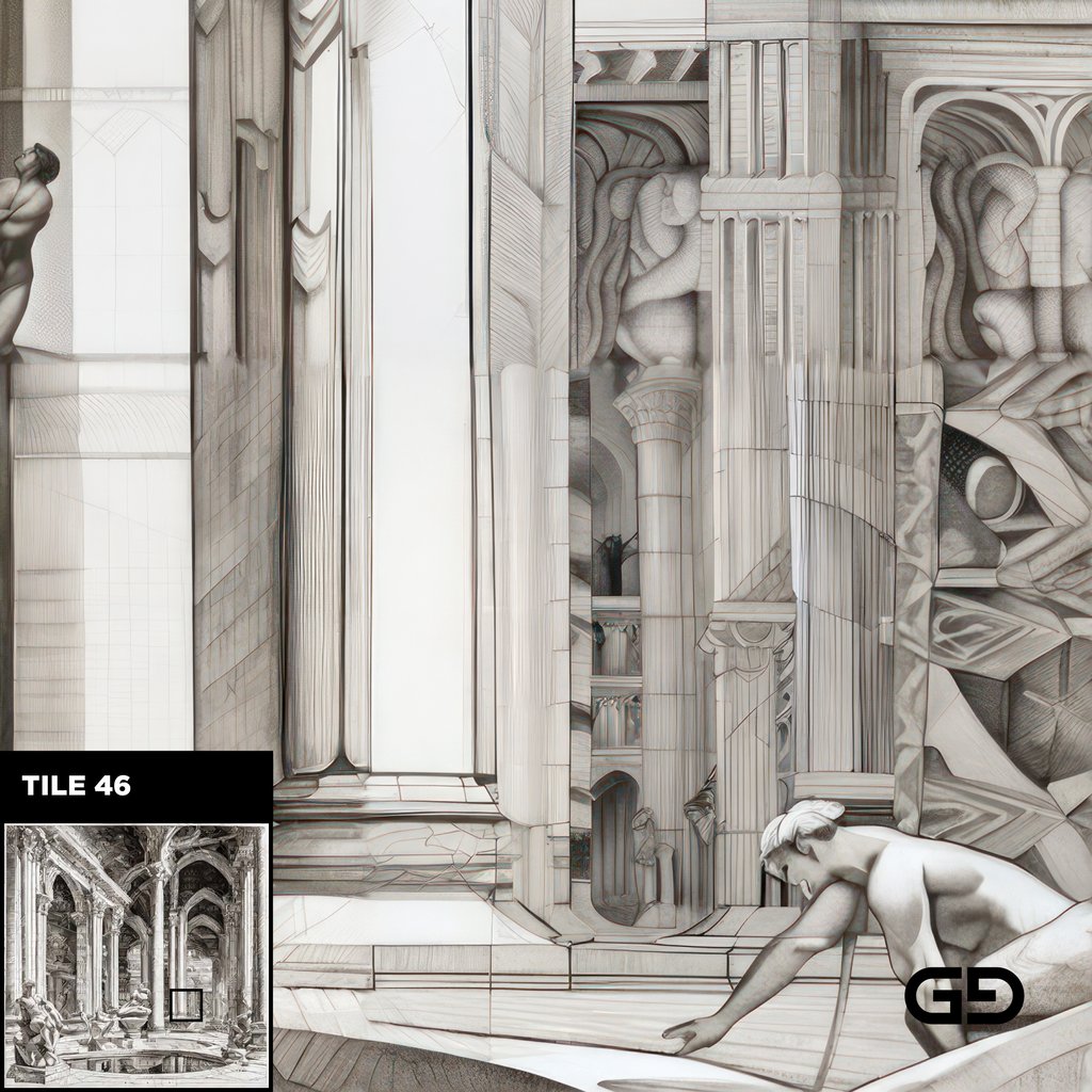 Architecture and Male Figures. Rendered with Stable Diffusion and SDXL.