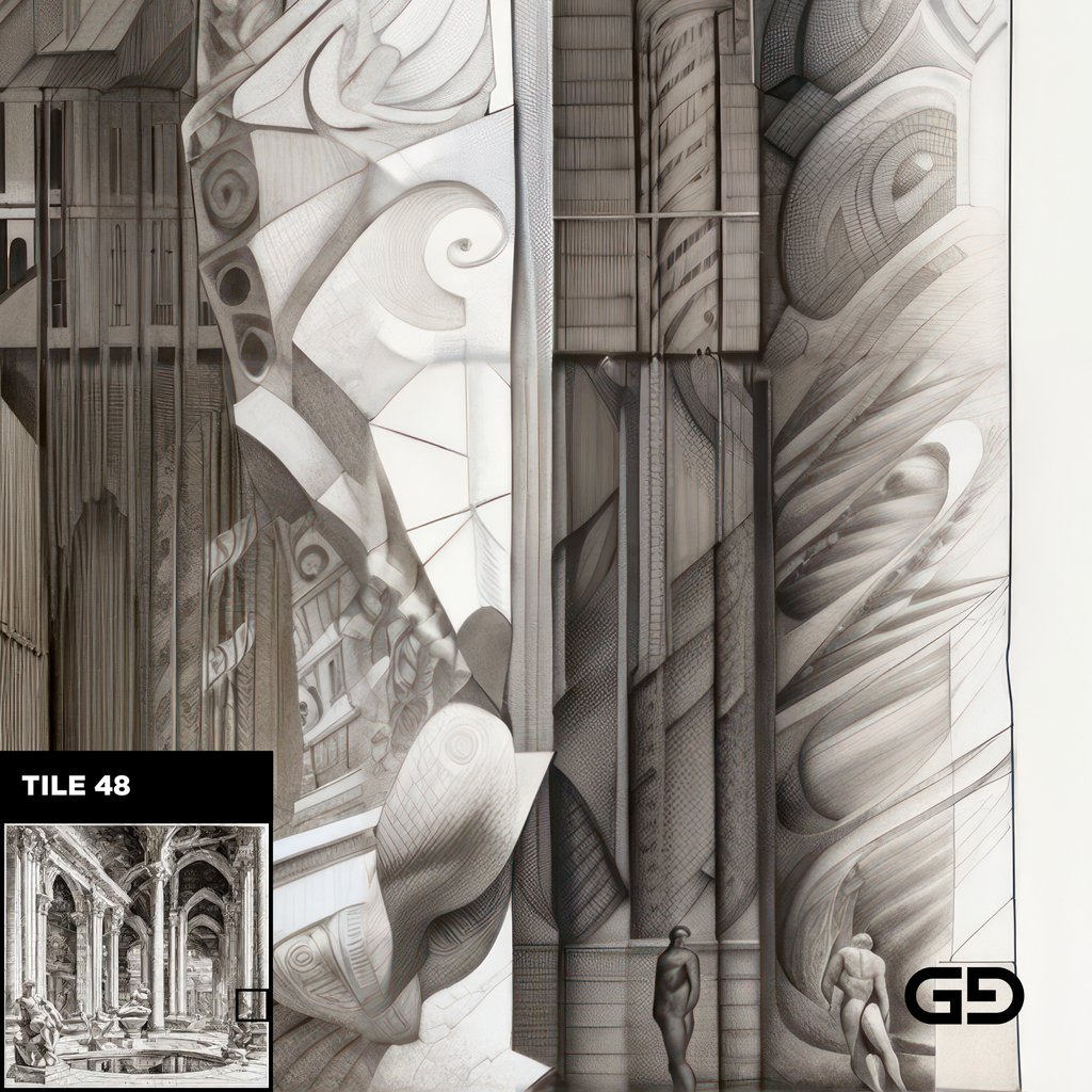 Architecture and Male Figures. Rendered with Stable Diffusion and SDXL.