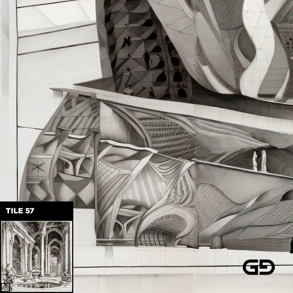 Architecture and Male Figures. Rendered with Stable Diffusion and SDXL.