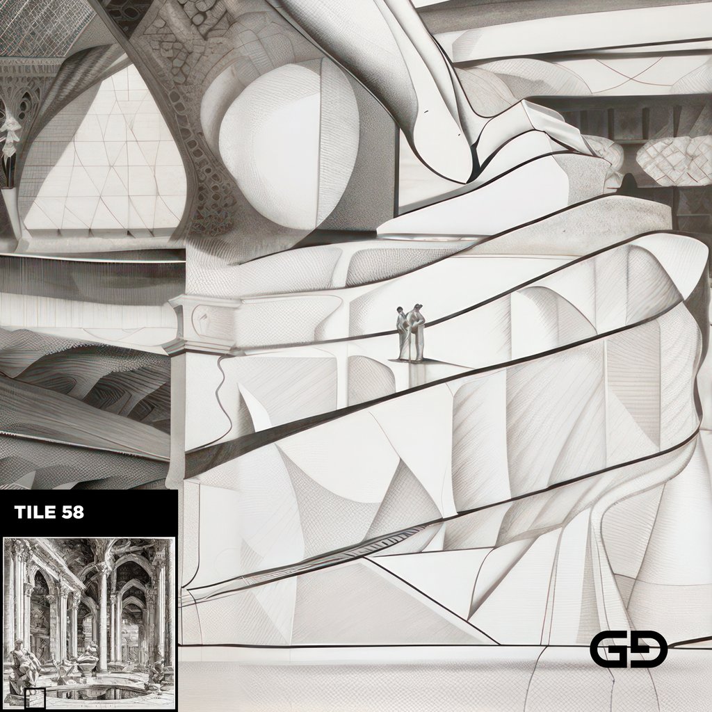 Architecture and Male Figures. Rendered with Stable Diffusion and SDXL.