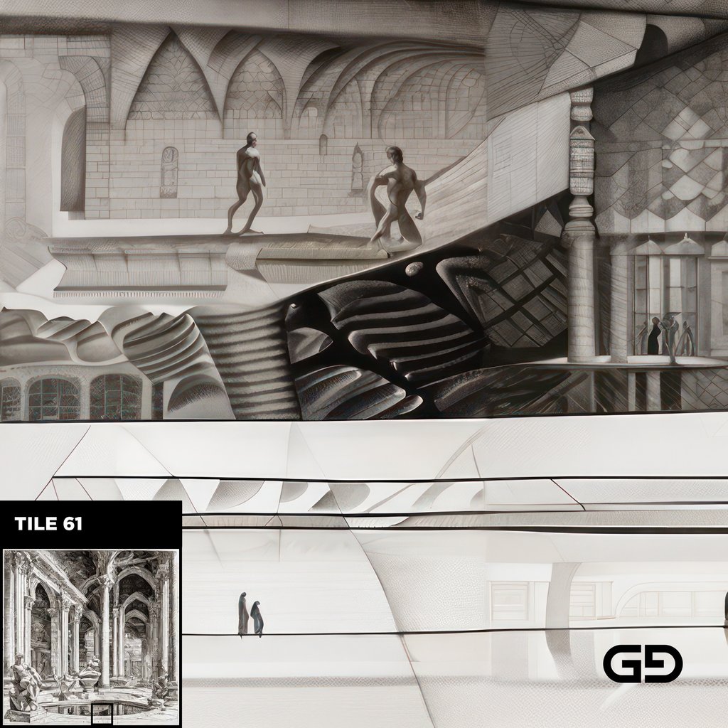 Architecture and Male Figures. Rendered with Stable Diffusion and SDXL.