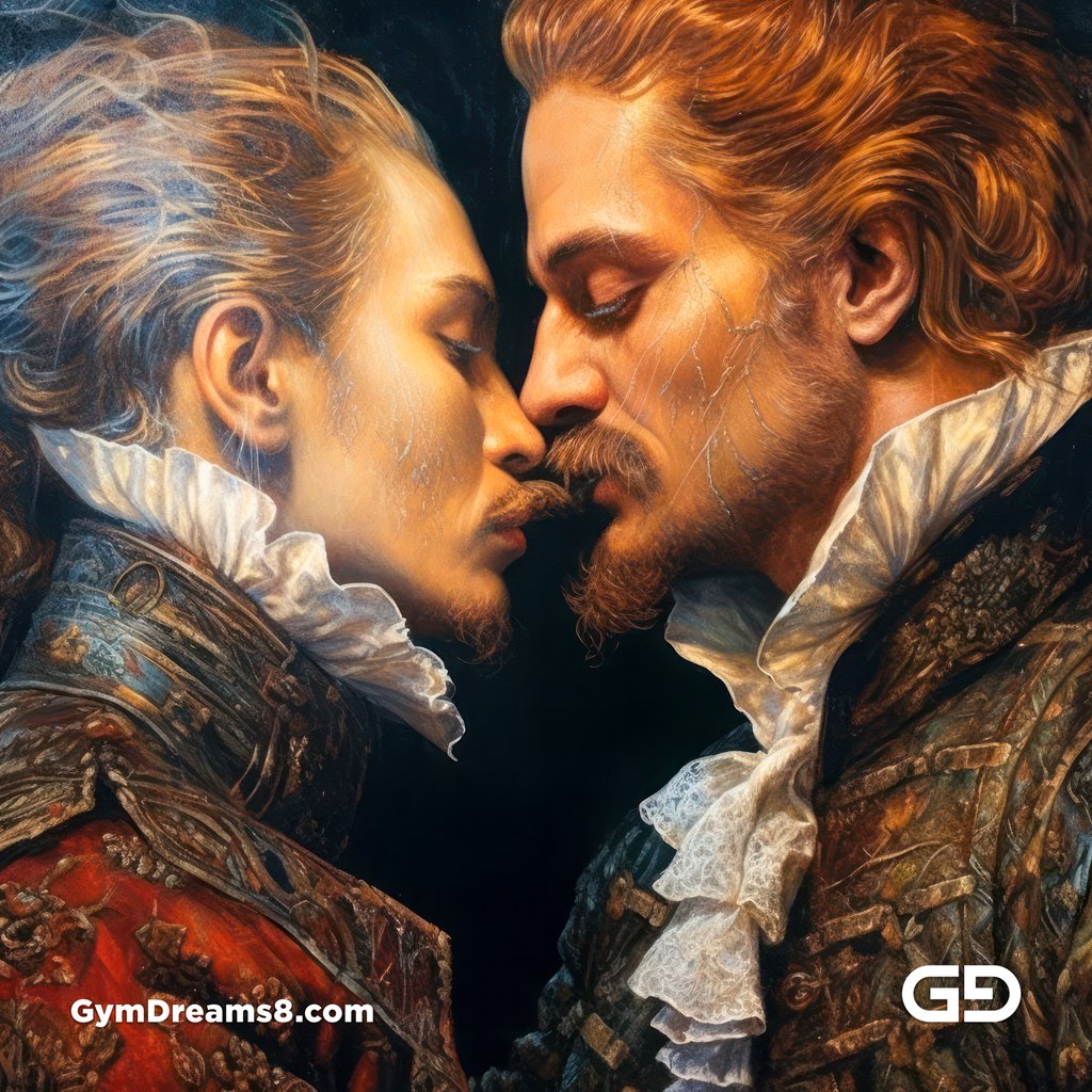 Love’s Gentle Embrace. Classical paintings of gay kisses, rendered with Midjourney v5.1