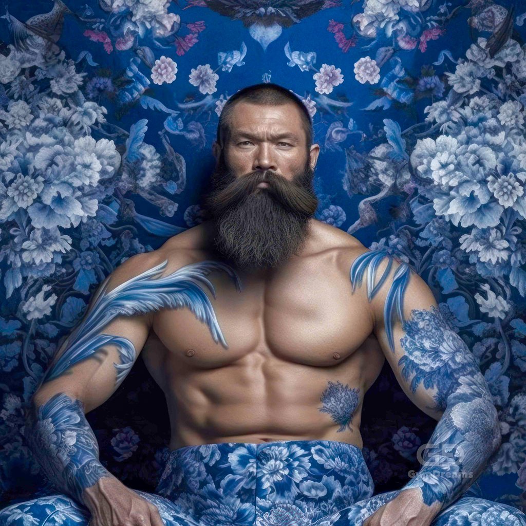Muscle Bears with Chinese Floral | Gym Dreams (GymDreams8)