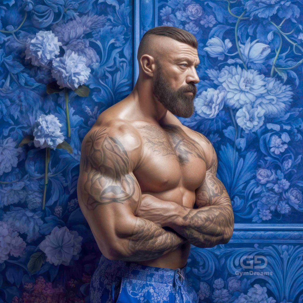 Muscle Bears with Chinese Floral | Gym Dreams (GymDreams8)
