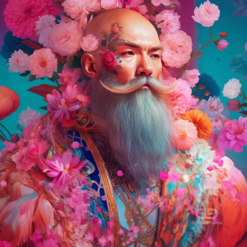 Muscle Bears, with Japanese floral motif.