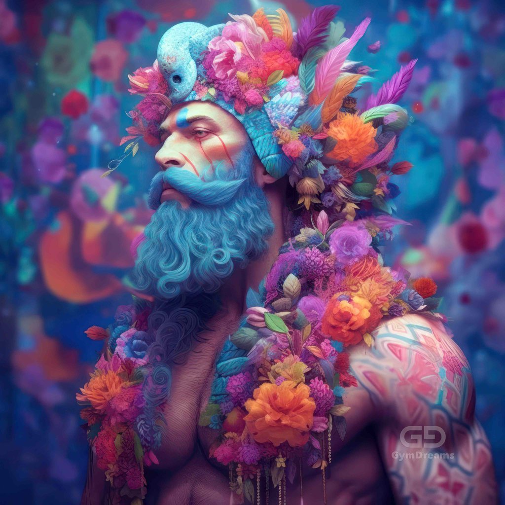 Muscle Bears, with Japanese floral motif.