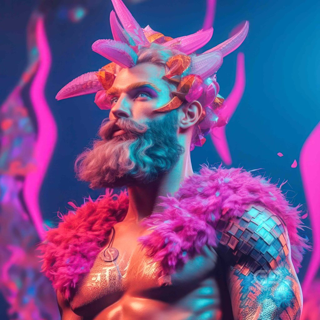 Muscle Bears, with Japanese floral motif.