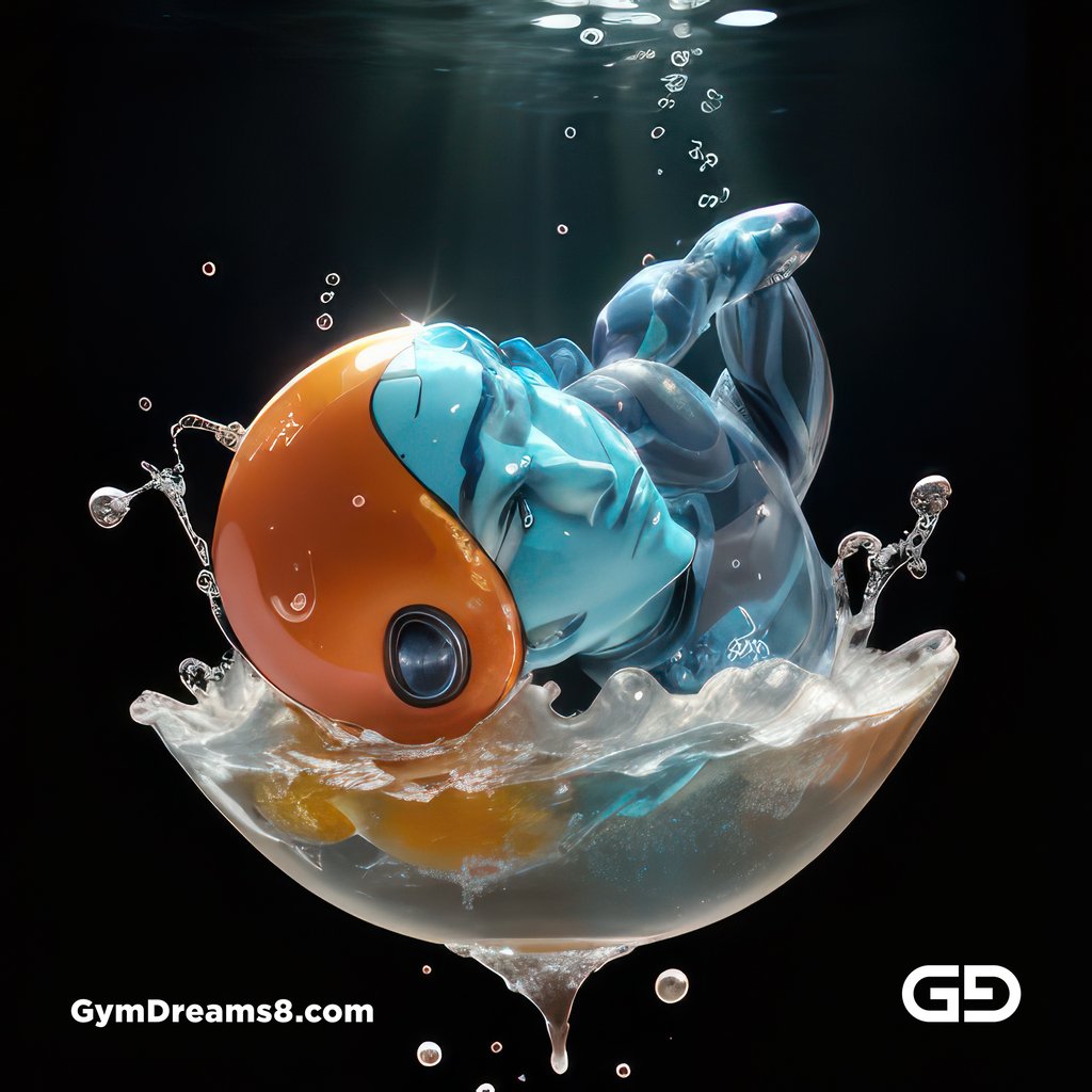 Bubble 5. Underwater Superhero. Teal, Orange, Black, and White. Made with Midjourney, Stable Diffusion, and Airfuck’s Wild Mix.