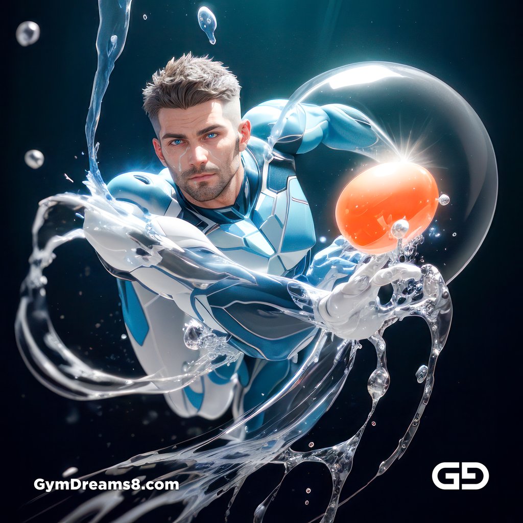 Bubble 4, superheroes, black, cyan orange, white, made with Stable Diffusion and Midjourney.