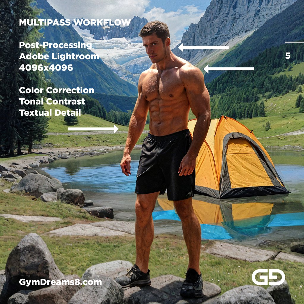 Camping at the Swiss Alps. Stable Diffusion Photography with SDXL + Virile Reality 3 Beta 3.