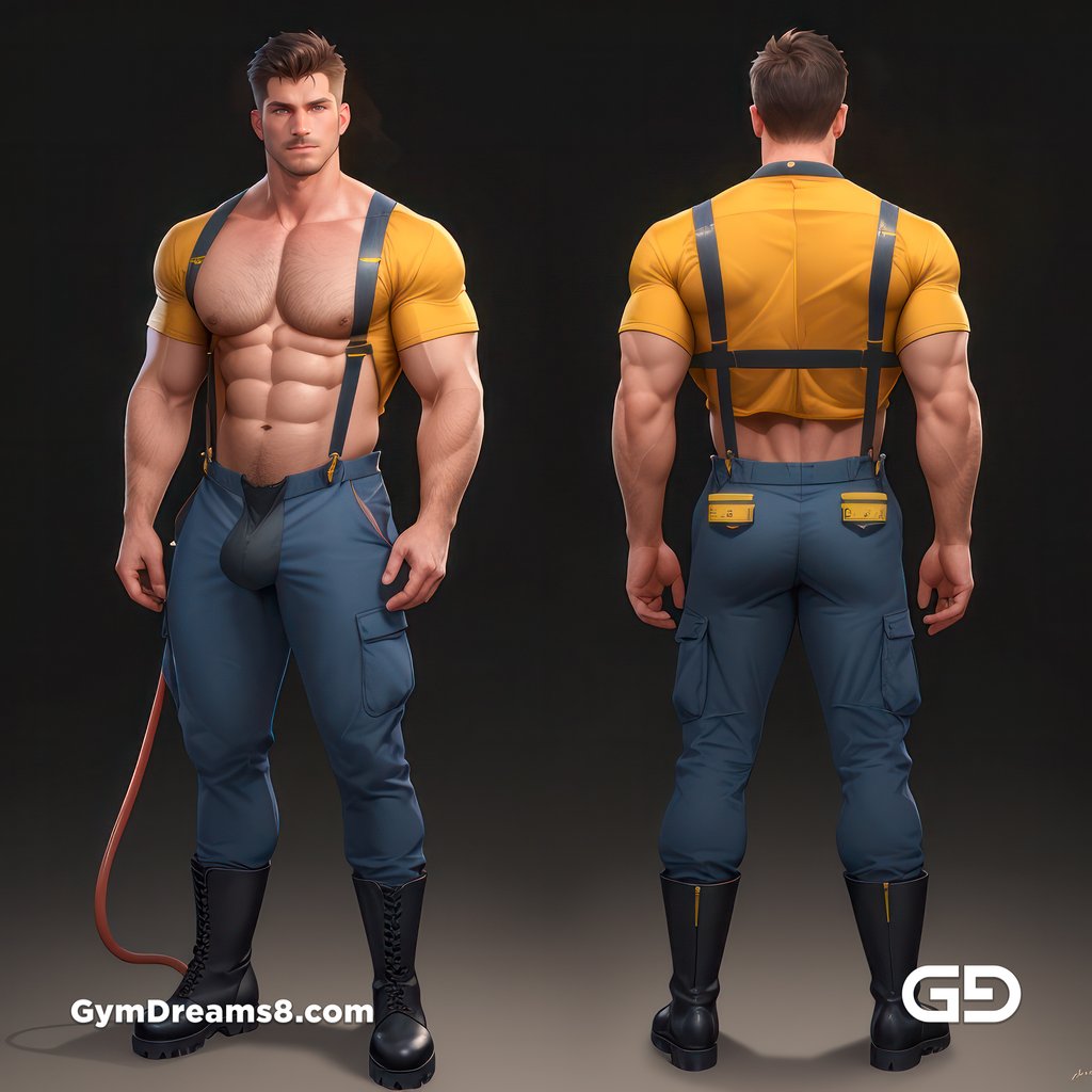 Fireman, Character Sheet, with Stable Diffusion, using CharTurnerV2 and Virile Fusion