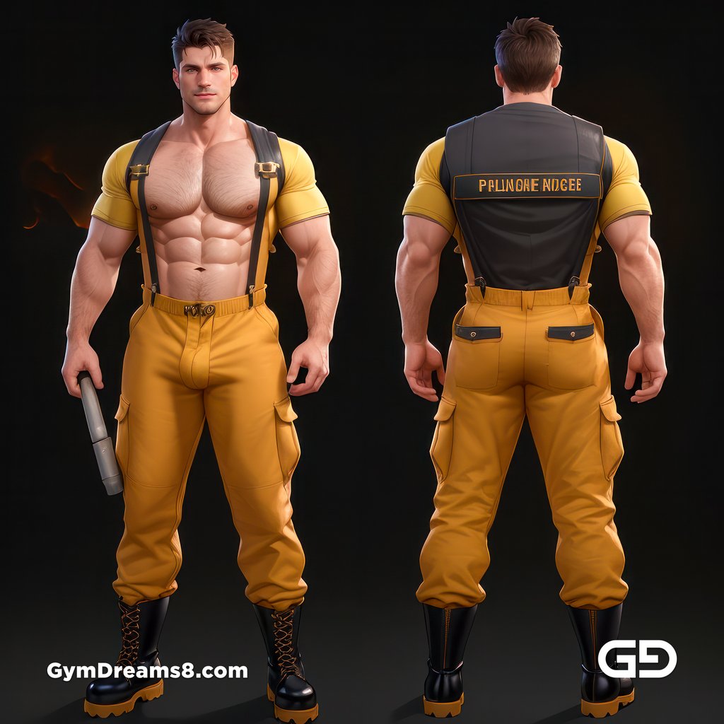 Fireman, Character Sheet, with Stable Diffusion, using CharTurnerV2 and Virile Fusion