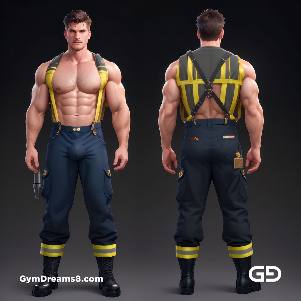 Fireman, Character Sheet, with Stable Diffusion, using CharTurnerV2 and Virile Fusion