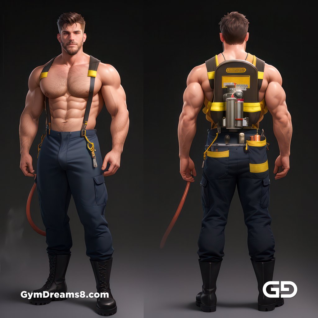 Fireman, Character Sheet, with Stable Diffusion, using CharTurnerV2 and Virile Fusion