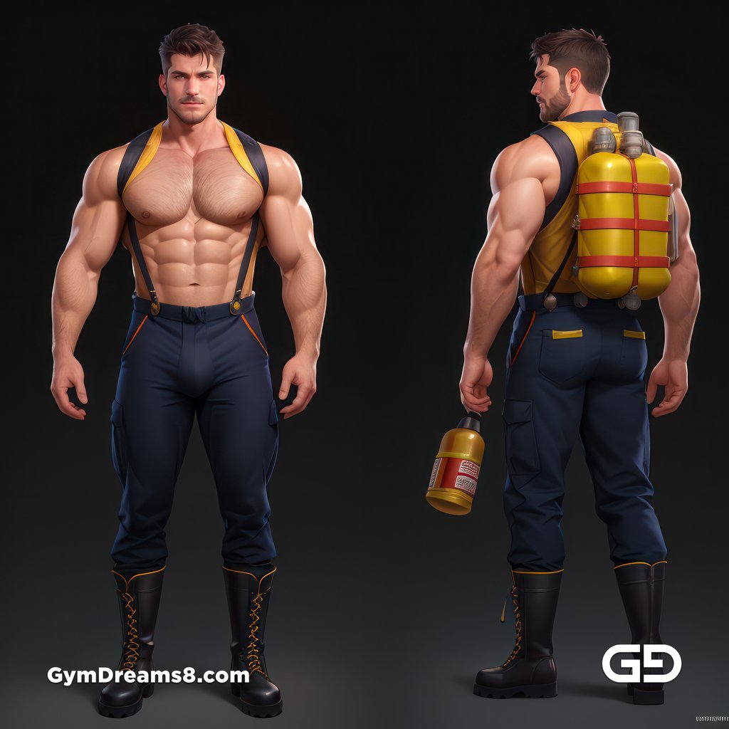 Fireman, Character Sheet, with Stable Diffusion, using CharTurnerV2 and Virile Fusion