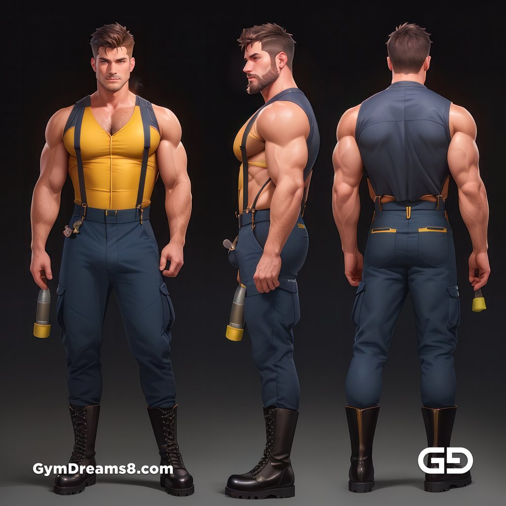 Fireman, Character Sheet, with Stable Diffusion, using CharTurnerV2 and Virile Fusion