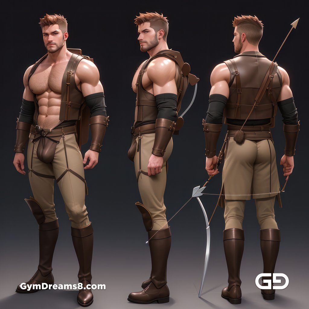 Hunter, Character Sheet, with Stable Diffusion, using CharTurnerV2 and Virile Fusion