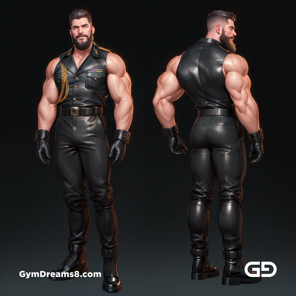 Leather Uniform, Character Sheet, with Stable Diffusion, using CharTurnerV2 and Virile Fusion