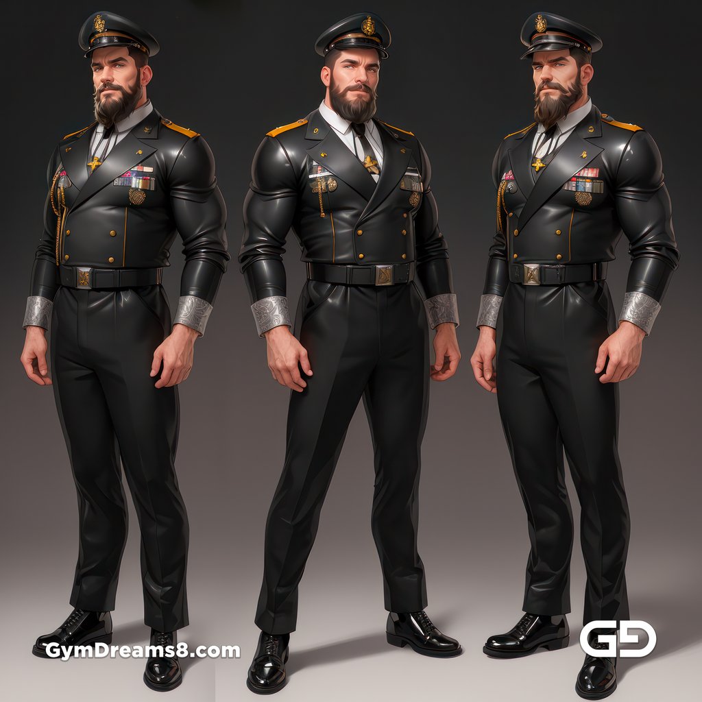 Leather Uniform, Character Sheet, with Stable Diffusion, using CharTurnerV2 and Virile Fusion