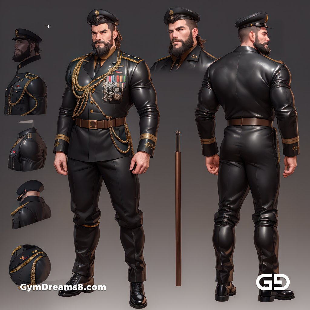 Leather Uniform, Character Sheet, with Stable Diffusion, using CharTurnerV2 and Virile Fusion