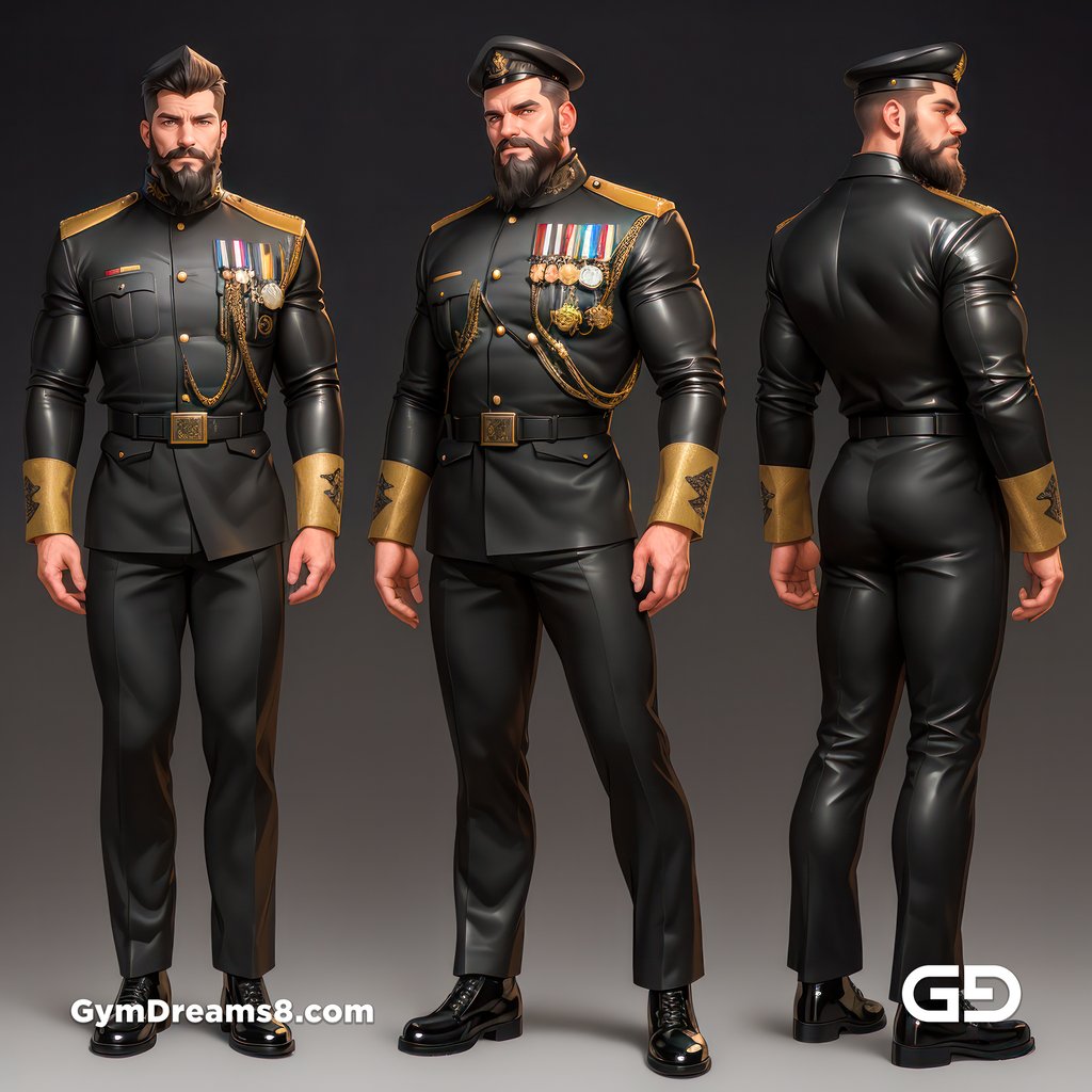 Leather Uniform, Character Sheet, with Stable Diffusion, using CharTurnerV2 and Virile Fusion