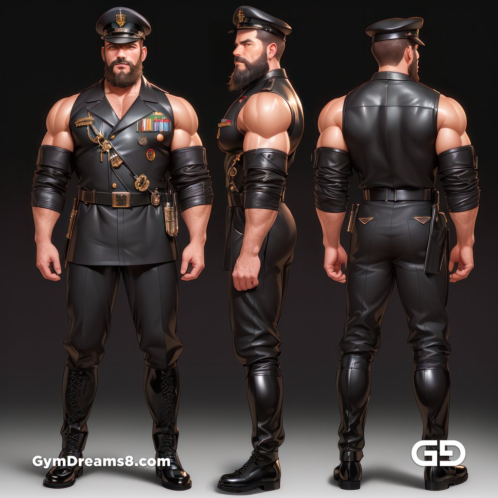 Leather Uniform, Character Sheet, with Stable Diffusion, using CharTurnerV2 and Virile Fusion