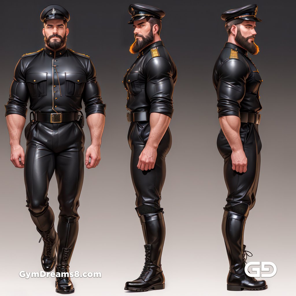 Leather Uniform, Character Sheet, with Stable Diffusion, using CharTurnerV2 and Virile Fusion
