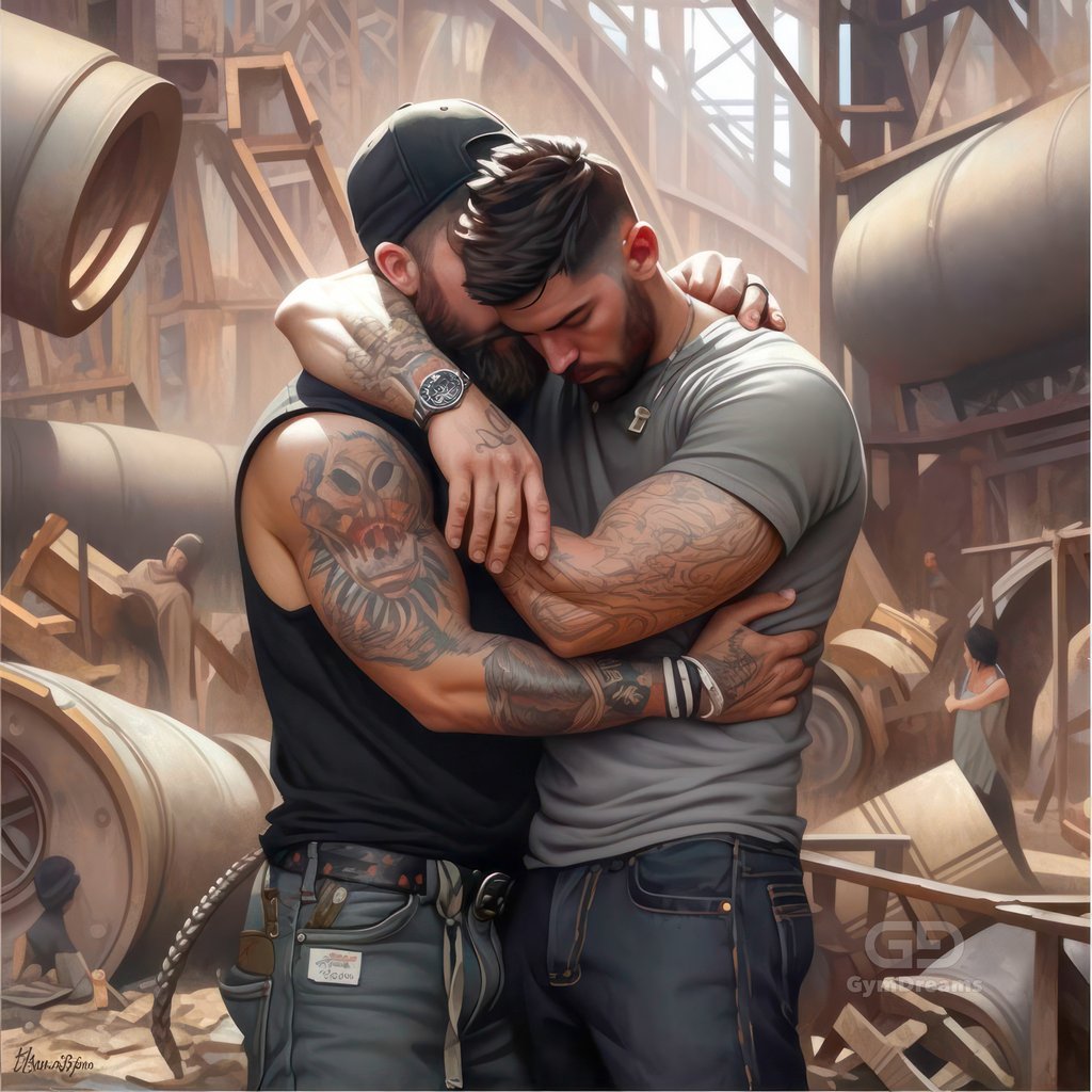 Construction Bromance, created with Midjourney