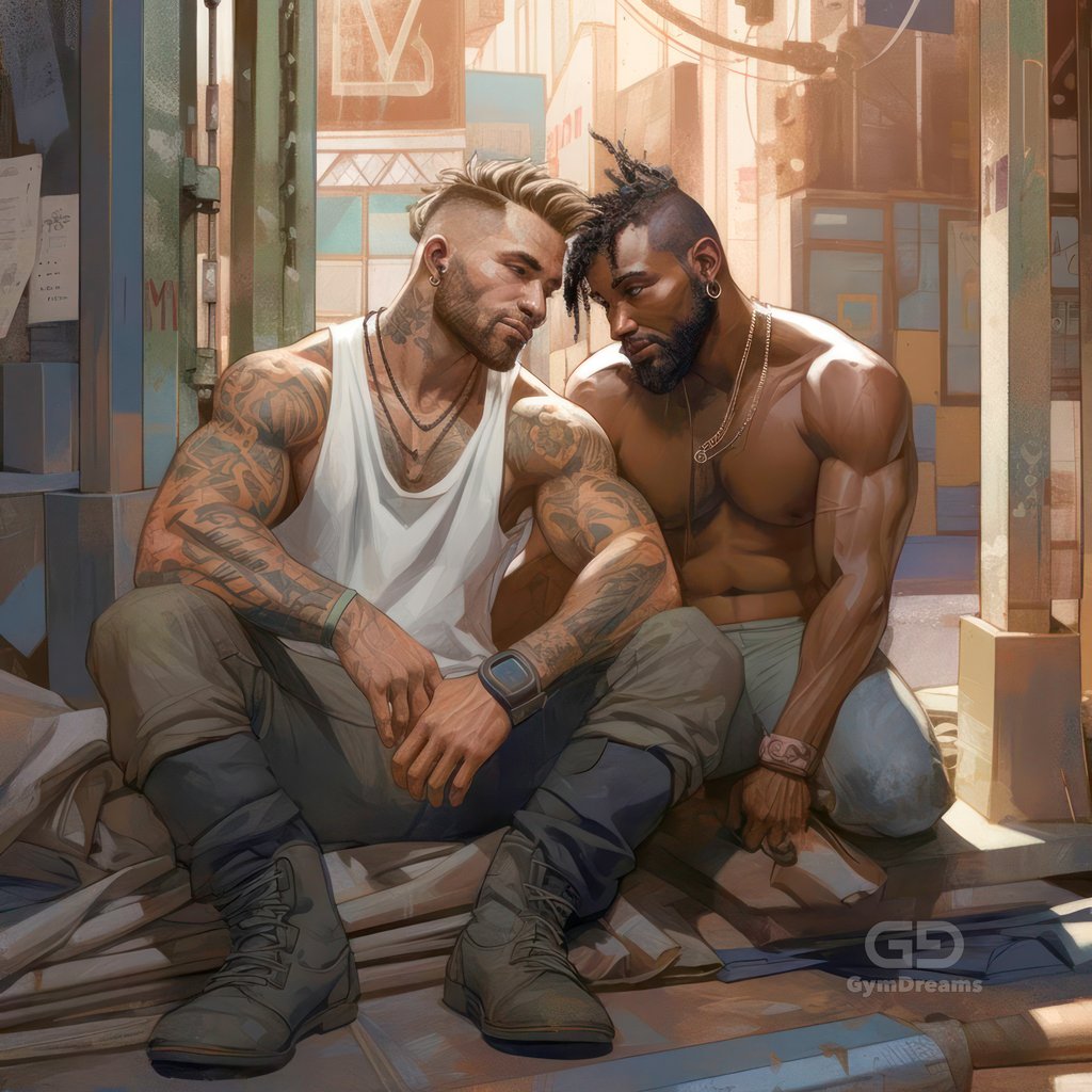 Construction Bromance, created with Midjourney