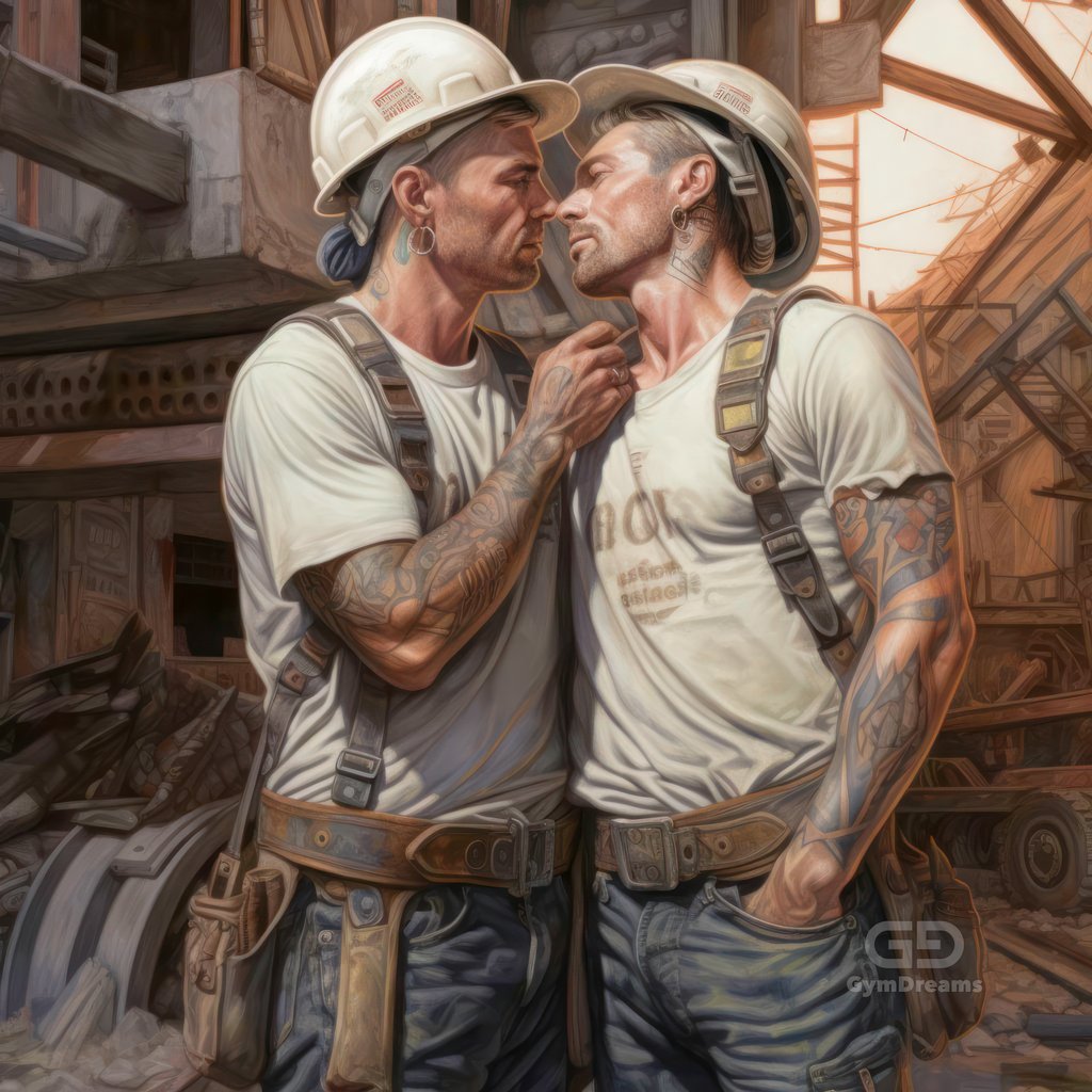 Construction Bromance, created with Midjourney