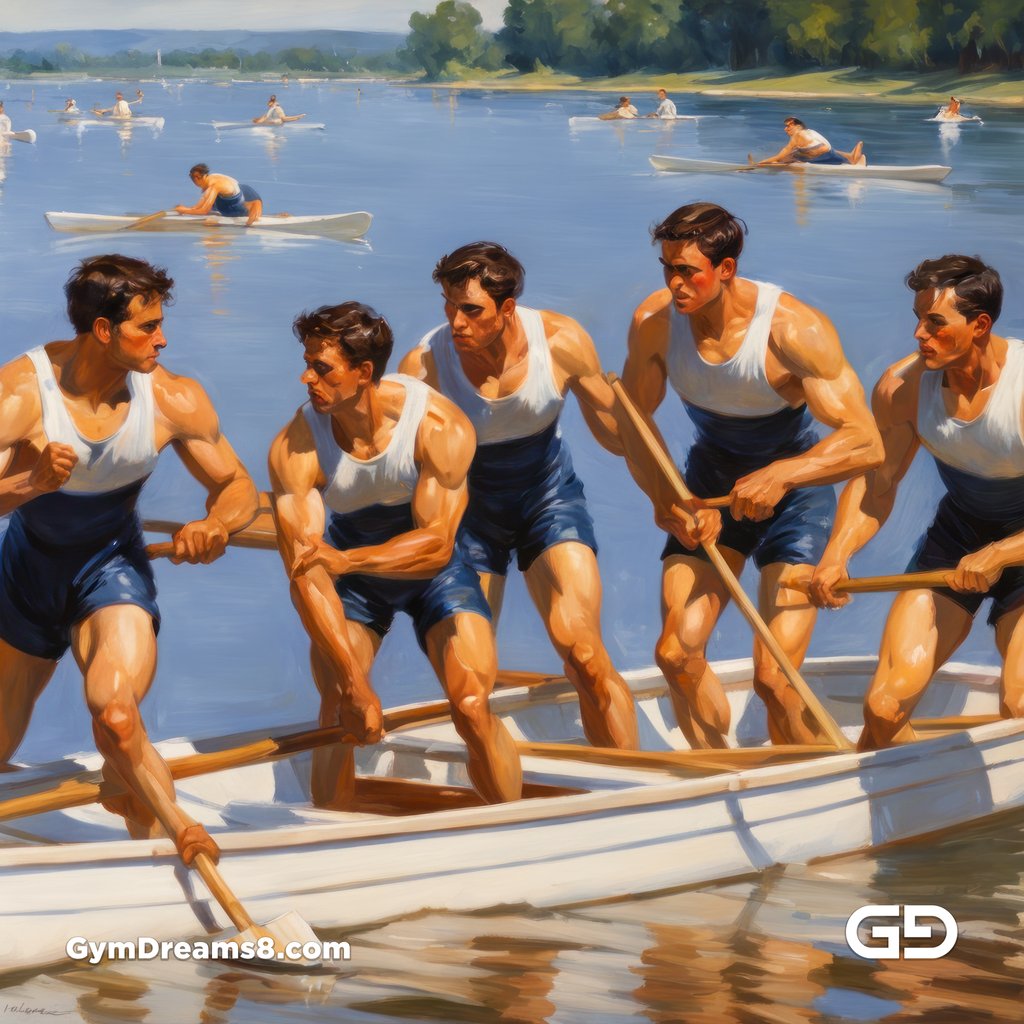 Crew, Boys of Summer. Paintings in the style of American Realism. Stable Diffusion with SDXL.