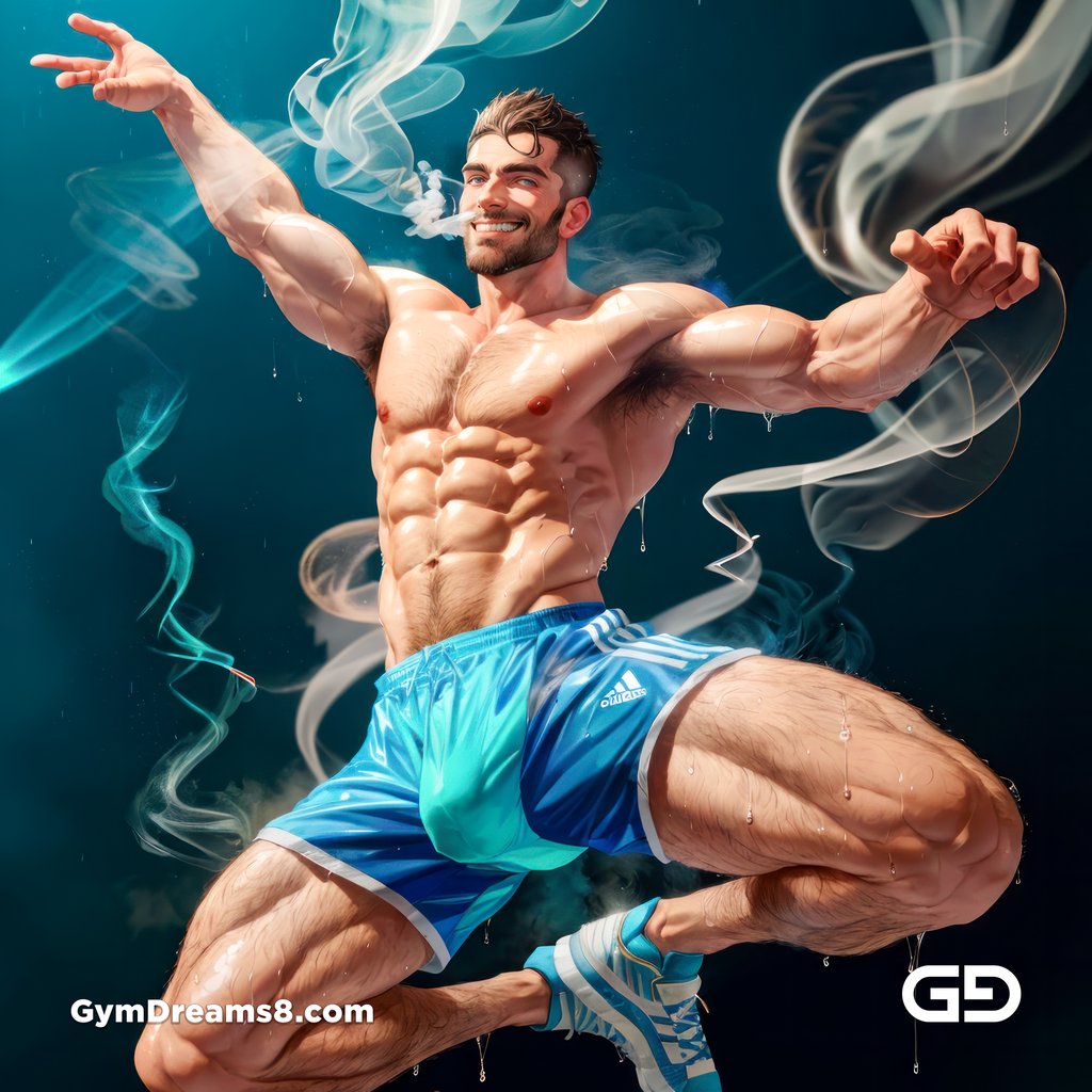 Dance / Run. Blue Smoke.  Photorealistic illustration of men running and dancing, Stable Diffusion with Virile Fusion