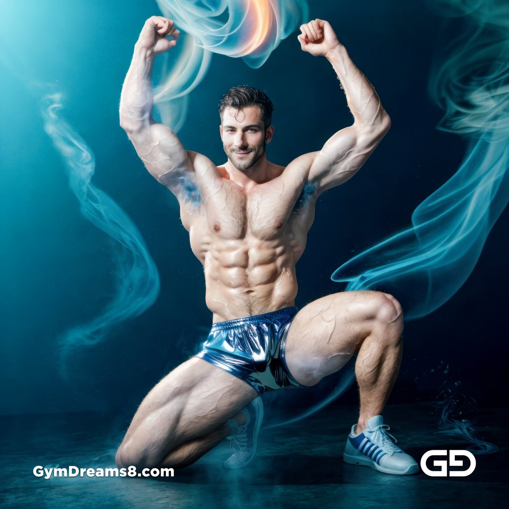 Dance / Run. Blue Smoke. Photography of men running and dancing, Stable Diffusion with Virile Reality