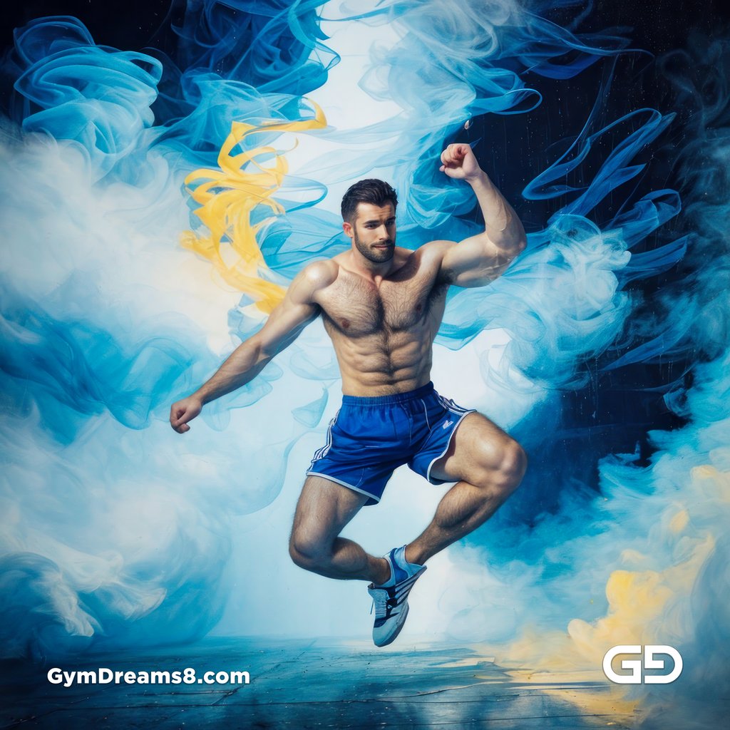 Blue. Dance / Run. Photorealistic paintings of men running, Stable Diffusion with Virile Reality