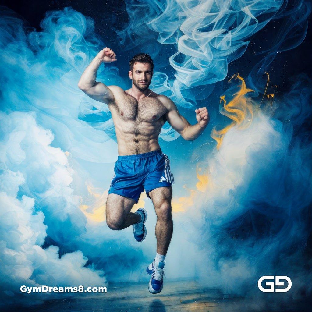 Blue. Dance / Run. Photorealistic paintings of men running, Stable Diffusion with Virile Reality
