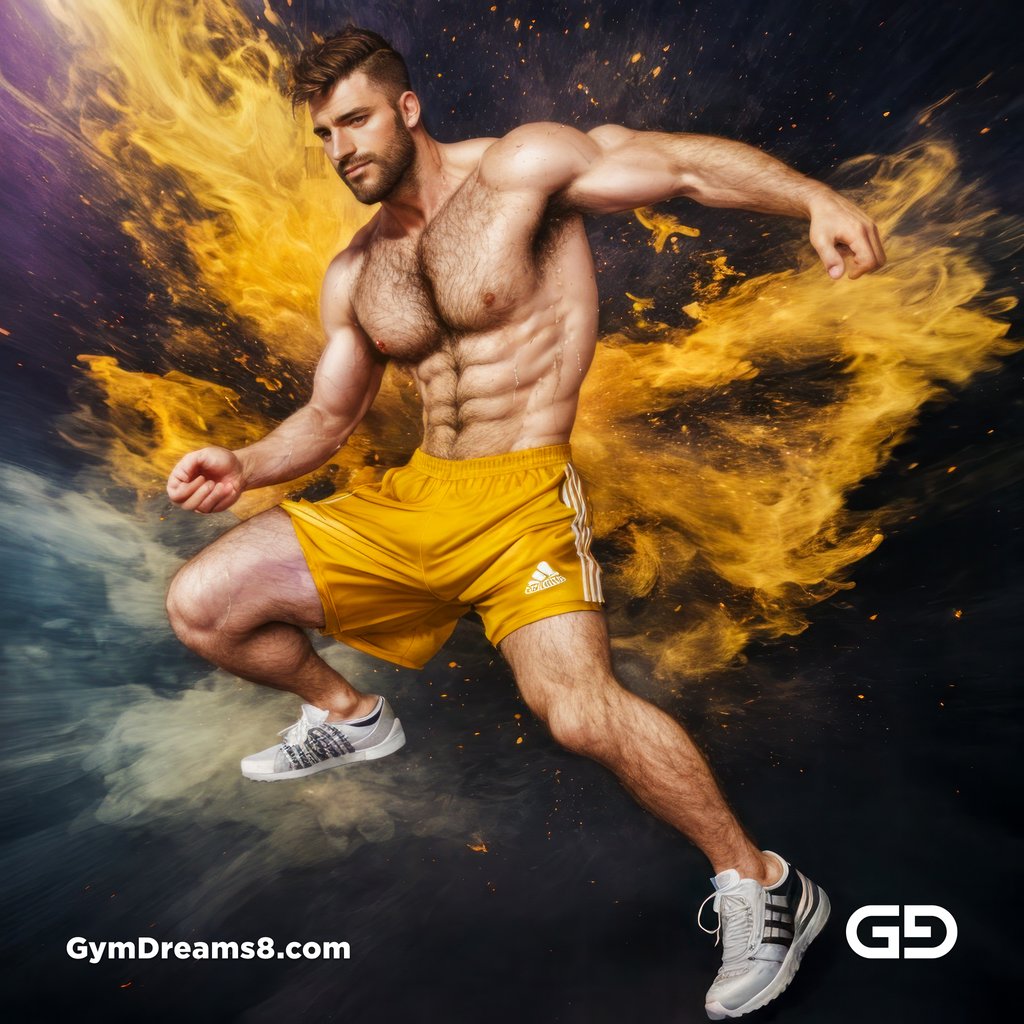 Purple Yellow. Dance / Run. Photorealistic paintings of men running, Stable Diffusion with Virile Reality