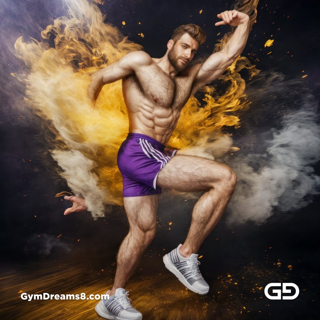 Purple Yellow. Dance / Run. Photorealistic paintings of men running, Stable Diffusion with Virile Reality