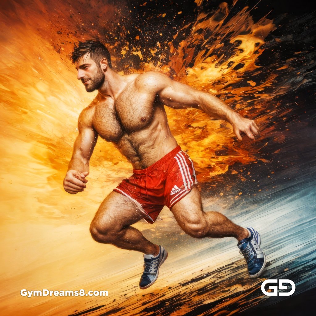 Blue. Dance / Run. Photorealistic paintings of men running, Stable Diffusion with Virile Reality