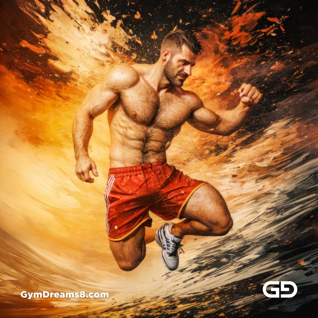 Blue. Dance / Run. Photorealistic paintings of men running, Stable Diffusion with Virile Reality