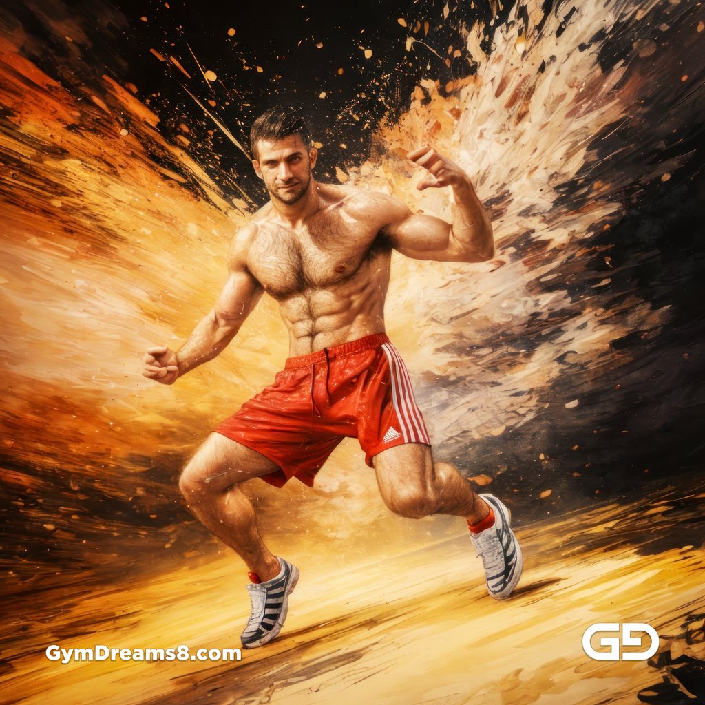 Blue. Dance / Run. Photorealistic paintings of men running, Stable Diffusion with Virile Reality